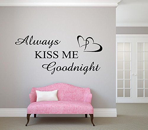 Romantische Zitate Wandtattoo Always Kiss Me Goodnight Gib mir immer einen gute Nacht Kuss Mauer Aufkleber Leben Zimmer Entfernbar PVC Tapete Zuhause Dekor Applikationen Papiere Wandgemälde