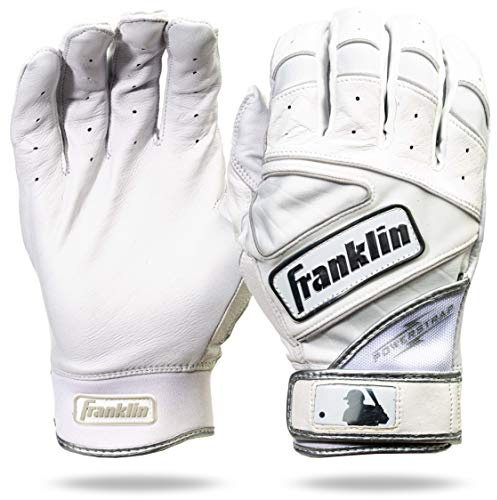 Franklin Sports MLB Chrome Powerstrap Schlaghandschuhe, Chrome Powerstrap™ Batting Gloves - White - Adult Large, weiß, Erwachsene Large