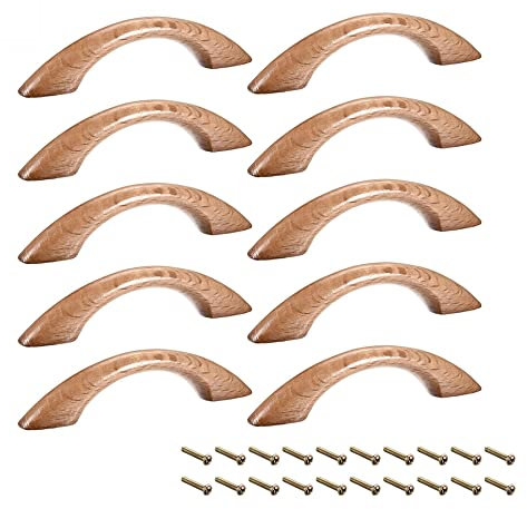 sourcing map Wood Pull Knobs, 10Pcs 65mm Hole Distance 95mm Length Cabinet Furniture Kitchen Pulls Handles for Dresser Drawer Wardrobe