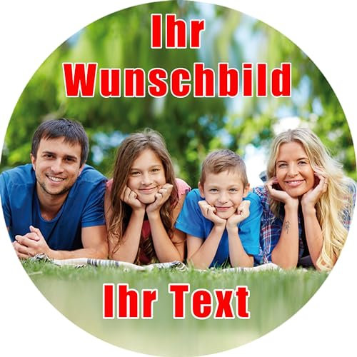 Tortenaufleger mit Wunschfoto und Wunschtext selbst gestalten / Geburtstag / Tortenbild Tortenplatte mit eigenem Foto und Text / Größe 20 cm Ø
