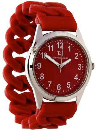 T&J Tavistock & Jones Ladies Watch (Burgundy) Stretch Bracelet Wrist Watch for Women, Easy to Read Analog Quartz Ladies Watches, Dia. 30mm, Watches for Women - Fully Guaranteed