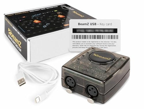 BeamZ DMX - Lichtinterface, USB Schnittstelle zur Licht Steuerung, WiFi, PC/Laptop/Tablet Light Rider, 1024 Live- und 12 Auto-Kanäle, Windows und Mac OS, USB-Kabel, für DJ, LJs und Partylocations