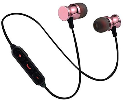 Shot Case Bluetooth Headphones Metal for iPhone 11 Pro Max Wireless Remote Control Hands- In-Ear Universal Pink