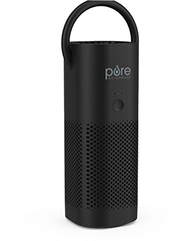 Pure Enrichment PureZone Mini Portable Air Purifier - Cordless True HEPA Filter Cleans Air & Eliminates 99.97% of Dust, Odors, & Allergens Close to You - Cars, School, & Office (Black)