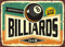 TNND Blechschild mit Billard-Motiv, Vintage-Stil, Retro-Schild, Café, Bar, Fast Food, Bier und Snacks, 20,3 x 30,5 cm