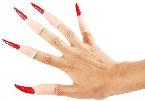 Hexen Finger Claws Nail Claws Kunstnägel Halloween Kostüme gruselige Hexen Nägel Fake Finger Pfoten Krallen Fingerspitzen Pfeil Klaue Cosplay Party Halloween Prop Gothic Nagel Hexenkrallen 10 Stück