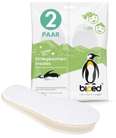 biped 2 Paar Kinder Frottee Einlegesohlen - Waschbare Barfuß Schuheinlagen aus Baumwolle - Weiche Barfußsohlen mit dezent frischem Duft z2775(24-25)