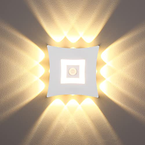 ENCOFT LED Aussenleuchte mit Bewegungsmelder 18W Außenlampe Weiß Außenbeleuchtung mit Bewegungsmelder Wandlampe IP65 Wasserdicht Außenleuchte Warmes Licht 3000K für Garten/Flur/Treppen