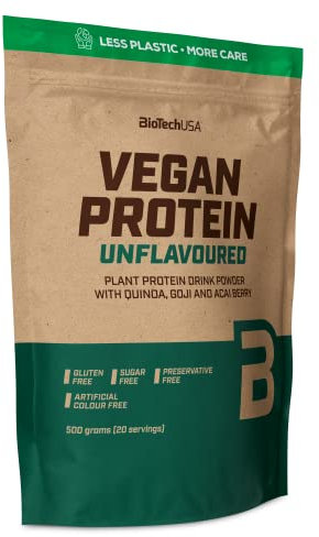 BioTechUSA Vegan Protein | Shake auf Reis- und Erbsenbasis mit Superfoods und Aminosäuren | Zucker-, laktose- und glutenfrei, 500 g, Ohne Geschmack