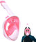 Wsobue Masque de Plongée,Masque Snorkeling Plein Visage 180° Visible Snorkel Masque Support pour Caméra de Sport,Anti-Fuite Anti-Buée Adapté pour Adulte et Enfant (BlancRose S/M)