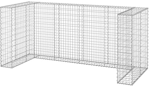 vidaXL Mur en Gabion pour Poubelles Abri de Poubelle Cage de Gabion Jardin Patio Terrasse Arrière-Cour Extérieur Acier Galvanisé 254x100x110 cm
