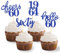 24 Stück Glitzer 60. Geburtstag Cupcake Topper Geburtstagsdeko von 1965 für 60 Geburtstagsfeier Zubehör Party Dekoration Kuchendekoration (Blau)