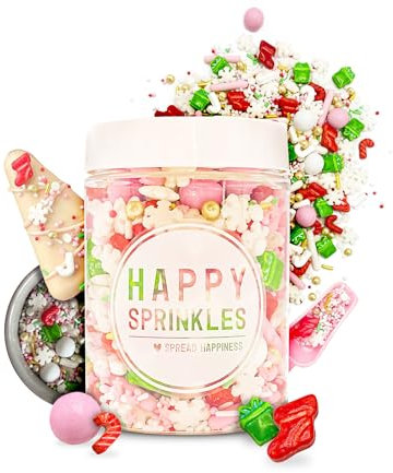 Happy Sprinkles Christmas Morning 90g - Bunter Streusel Mix mit Schokolade zum Dekorieren - Weihnachtliche Tortendeko Essbar - Für Kekse & Kuchen Geeignet