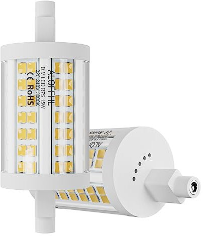 R7S LED Lampen 78mm Dimmbar 15W, Doppelendige J Typ Flutlichter (150W Halogenstab T3 äquivalent), 3000K 2000Lm, LED Leuchtmittel Stablampe, Wände Sicherheit Böden Glühbirnen, 2er-Pack (Warmes Weiß)
