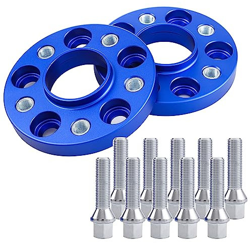 Pindex 2x Spurverbreiterungen 5x112 20mm für A4 A5 A6 A7 S4, Distanzscheiben 66.5mm Spurplatten mit 10 Schrauben M14x1.5