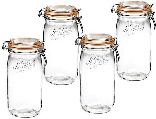 Emilja Le-Parfait Super Bügelverschlussglas 2000ml - 4 Stück - Einkochglas Einkochgläser Einmachglas