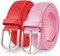 TANGCHAO 2 pièces Unisexe Tissu élastique Ceinture Élastique Tressée Stretch Belt Ceinture Étirable Pour les Hommes et les Femmes Plusieurs Couleurs Rouge + Rose 120cm