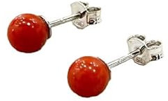 Orecchini di Corallo Rosso Argento 925 Donna a Lobo Anallergici moda eleganti
