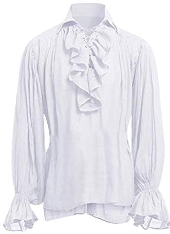 Mittelalter Hemd Herren Rüschenhemd Gothic Kleidung Herren Shirt Steampunk Herren Langarmshirt Viktorian Viking Pirat Vintage Renaissance Hemden für Männer Halloween Kostüm Karneval Cosplay Tops