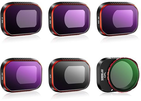 STARTRC Mini 4 Pro Filter, Mehrfach Beschichtetes ND-Filterset für DJI Mini 4 Pro Drohnenzubehör - 6er-Pack ND8, ND16, ND32, ND64, UV, CPL Filter(Aluminium Version)