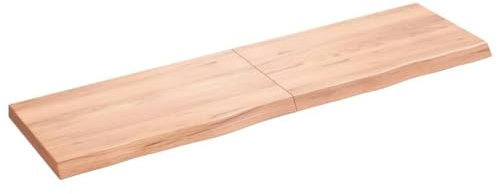 vidaXL Dessus de Table Marron Clair Bois chêne Massif traité, Dessus de Table de Remplacement, Dessus de Table Basse, Dessus de Table à Bord Vivant