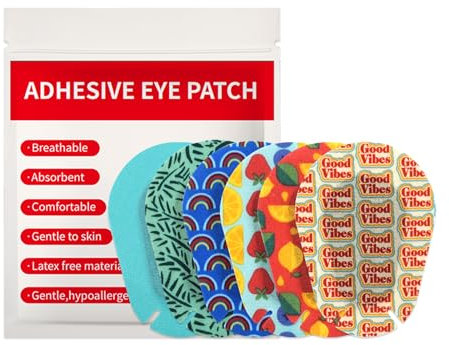 AndicAge 120 bunte Augenklappen für Kinder, 6 Stile, Einweg-Augenverband, Patch-Pad, Stretch-Stoff, atmungsaktiv, Klebebandagen für Kinder und Erwachsene, faule Augen und Amblyopie