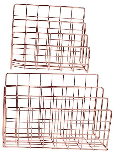 VILLCASE 2St Aktenständer aus Metall Aktenordner für den Schreibtisch Bücherregal Schreibtisch-Organizer Dateiordner-Organizer Dokumentenständer Fotoregal Aktenhalter Möbel Roségold Zubehör