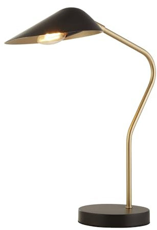 Licht-Erlebnisse Schreibtischlampe Metall 64,1 cm hoch in Gold Schwarz matt verstellbarer Schirm Retro Tischleuchte Arbeitszimmer Leselampe Büro