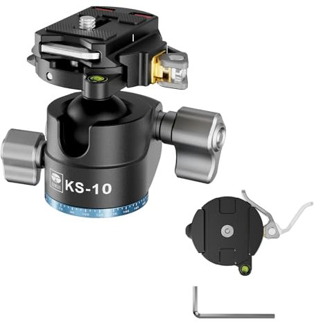 SIRUI KS-10 Testa a Sfera per Treppiede, Testa a Sfera a Basso Profilo da 29mm, Testa Panoramica a 360° in Alluminio per Fotocamera DSLR, Videocamera, Treppiede, Monopiede, Carico Massimo 15kg