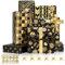 Larcenciel Geschenkpapier Set, 6 Blatt Geschenkpapier Schwarz Gold Geschenkpapier mit Geschenkschleife & Aufkleber, Edel Packpapier Geschenkverpackung für Weihnachten Geburtstag Hochzeit, (70x50cm)