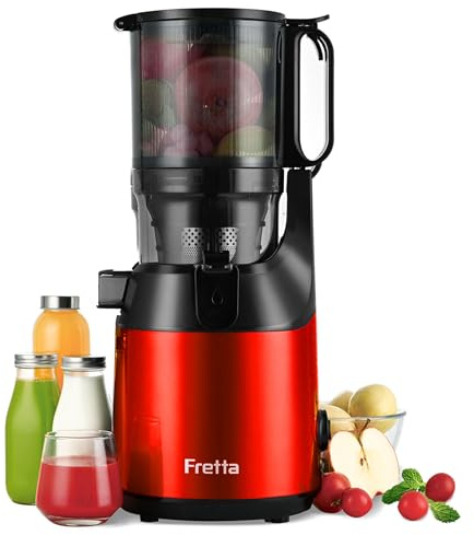 Fretta Entsafter für Obst und Gemüse, mit Öffnung von 135 mm, Fassungsvermögen 1,8 l, geeignet für Obst und Gemüse, leicht zu reinigen, BPA-frei