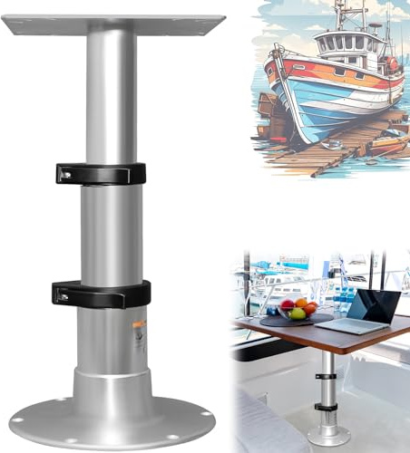 Adjustable RV Table Pedestal Stand Leg with Gas Lift, 3 Levels Pneumatic Table Leg Base Mount for Rv Marine Boat Yacht, One-Leg Lifting System Force up to 225 Lbs and Stroke 13 to 28 Inch Comes
