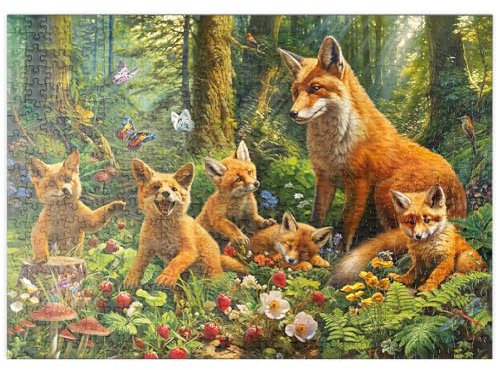 MyPuzzle Famille De Renards dans La Forêt Enchantée - Premium 500 Pièces Puzzle - Collection spéciale MyPuzzle de Puzzle Galaxy