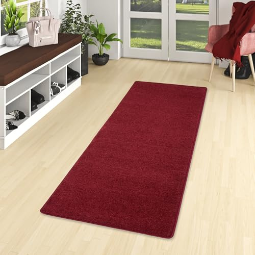 Snapstyle Hochflor Teppichläufer Weinrot - Weicher, Strapazierfähiger Läufer für Flur, Wohnzimmer & Schlafzimmer - Modern, Pflegeleicht - Verschiedene Längen Verfügbar