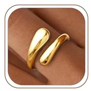 HARJJME Ringe Gold Silber für Damen Frauen Edelstahl Ringe Wasserfeste Verstellbare Statement Goldene Stapelringe Daumenring Fingerring Ehering Modeschmuck Geschenk Teenager Mädchen