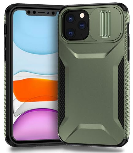 Yerebel Case for iPhone 11 Pro Case with Slide Camera Cover, Military Grade Non-Slip Heavy Duty Rugged Shockproof Protective Phone Cover for iPhone 11 Pro Green
