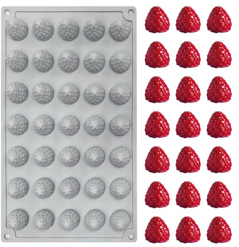 Moule 3D en silicone framboise, 35 cavités antiadhésives, pour la cuisson au chocolat, fondant, bonbons, gelée, glace, mini bougie, 29,7 x 17,5 x 2,5 cm, gris