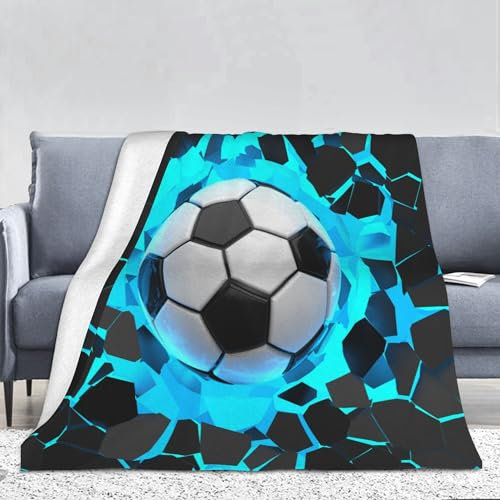 PAAHRYI Fußball Kuscheldecke150x200cm,Kinder Sport Themen Fußball Decke,Weich kuschelig Fußball Motiv Flanelldecke für Jungen und Teenager (A, 150 x 200 cm)