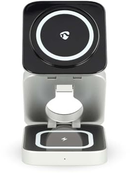 Nedis Drahtloses Ladegerät - 3 in 1-2.5/5 / 15 W - LED-Anzeige im Einsatz - inkl. Kabel - USB-A/USB-C - 1.00 m