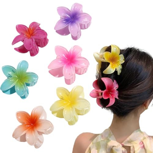 6 pièces pince cheveux fleur,antidérapantes pour femmes, pinces à cheveux florales, couleur vive pince fleur cheveux pour femmes,accessoires de coiffure pour femmes, fleurs colorées