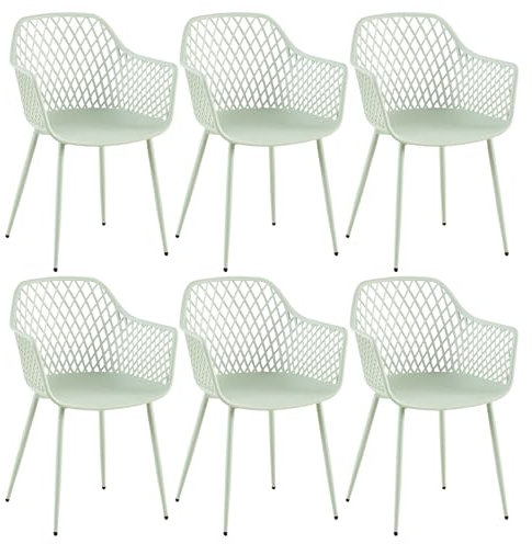 buybyroom Gartenstühle 6er Set, Gartenstuhl mit Armlehne Metall Stuhlbein, Outdoor Stuhl Lounge Sessel, Terrassenstühle Balkonstühle Gartenstühle 120 kg Belastbar