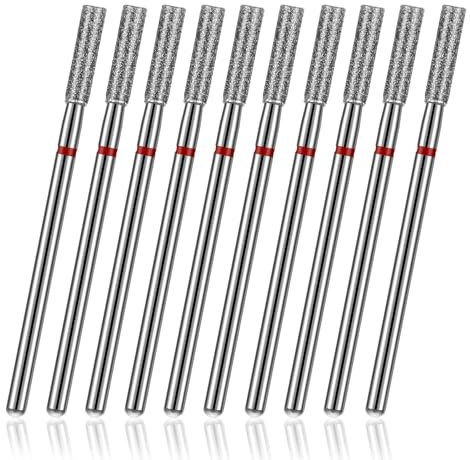 Lot de 10 embouts de ponceuse à ongles, embouts pour ponceuse à ongles, flammes en acier inoxydable, forets diamantés et lime à polir pour manucure et pédicure, têtes de ponçage en métal dur pour