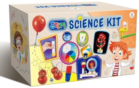 UNGLINGA Mint-Fächer 30 Experimente für Kinder - Wissenschafts Experimentierkasten mit Spielzeug Handbetriebener Generator, Fruchtbatterie, optischen Täuschungen und Illusionen