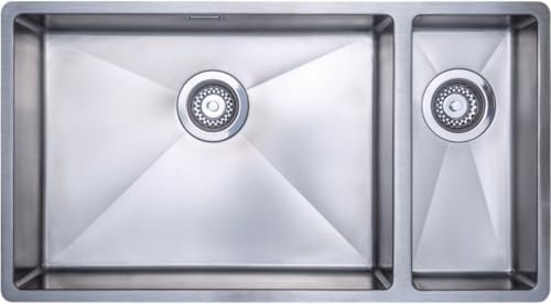 Austen & Co. Como Stainless Steel Extra Large Inset & Undermount 1.5 Bowl Kitchen Sink - Left Hand Main Bowl