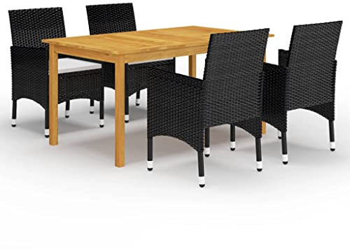 KLYEON 5-TLG. Garten-Essgruppe Schwarz Gartenmöbel, Gartenmöbel-Sets