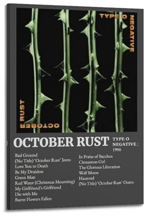 AYERWAENN Typ-O Negative Oktober Rostposter, ästhetische Wandkunst, Leinwand, Vintage-Poster, dekoratives Gemälde, Wohnzimmer, Schlafzimmer, Dekoration, 40 x 60 cm, Rahmenstil