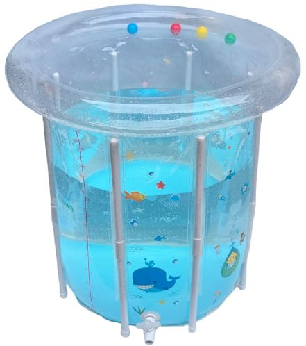 HoveeLuty Piscina gonfiabile per bambini, 74,9 x 80 cm, motivo cartone animato, con drenaggio, trasparente, sigillato, in PVC, per le giornate calde