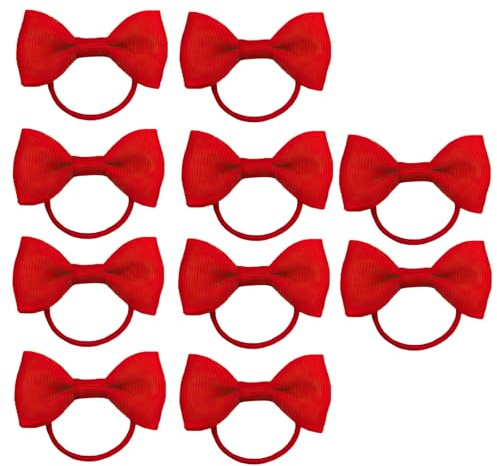 10PCS Hairs Accessories, Red Hair Bow, Elastics Bands Bobbles Headbands, Nylon Bows Head Wraps Ties for Girls, Small Ribbon Clips Hairbands Holder Set Mini Burgundy
