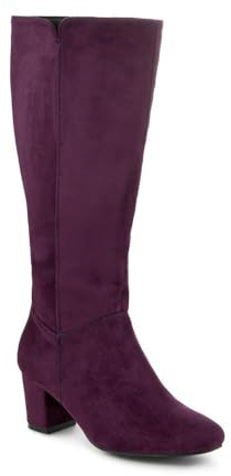 Pavers Smart Block Heel Long Boots With Inside Zip - Purple Size 4