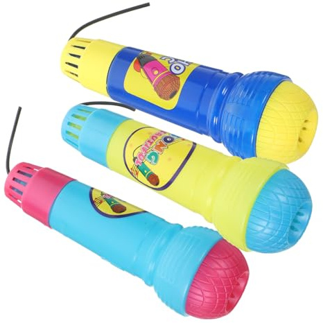 CLISPEED 3Pcs Plastic Echo Microphone for Stage Performance Safe Smooth Surface Karaoke Prop Mics for Boys and Playthings with Realistic Design Random Color